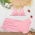 thumbnail image 2 of TOWED22 Girls Swimsuit 3 Piece Bathing Suits Summer Bikini Set Cover Up Skirt Floral Print Ruffle Swimwear for 5-12Y Pink,8-9 Y, 2 of 6