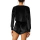 thumbnail image 3 of Conjuntos de chándal de terciopelo para mujeres INSPIRE CHIC, top corto con pantalones cortos, chándal de terciopelo de 2 piezas, conjunto de lounge negro S, 3 of 5