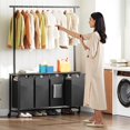 thumbnail image 2 of Laundry Sorter 4 Section, Rolling Laundry Hamper with Hanging Rack, Laundry Sorter with Wheels, Hampers for Laundry, Laundry Basket Organizer for Laundry Room, Rustic Brown LS47BR, 2 of 18