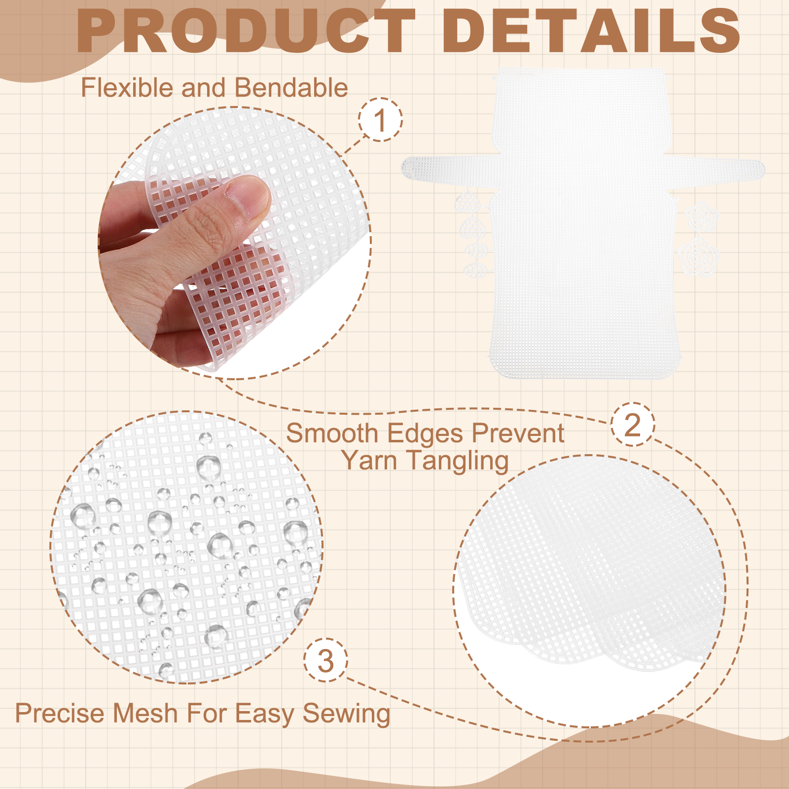 Uxcell 8 Pack Plastic Mesh Canvas Sheet, 13.3 x 14 Inch Plastic Mesh Sheet for Crochet  Purse Making, Blank Canvas for Embroidery, Crafting,  DIY Project, White (Small, 17.5 cm)