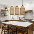 thumbnail image 3 of LittleGlovo Minimalist Rattan Pendant Light Wabi Sabi Style House Decor Handmade Lampshade, 3 of 17