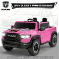 thumbnail image 3 of RAM 24V Ride on Cars for Tow Kids, RAM 1500 RHO 2 Seat Battery Powered Ride on Toys with Remote Control, 4 Wheels Suspension Trunk, LED Light, MP3 Player, Electric Car for Kids Boy Girl Gift, Pink, 3 of 10