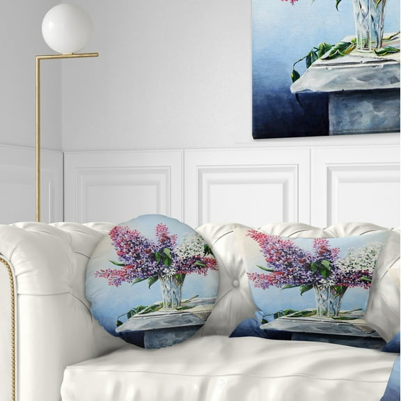 Designart Lilac Bouquet - Floral Throw Pillow - 12x20