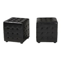 Baxton Studio Siskal Black Modern Cube Ottoman (Set of 2)