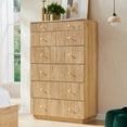 thumbnail image 6 of wow97e Fluted 7 Drawers Dresser, Wood 48" H Tall Chest of Drawers with Deep Storage, Modern Bedroom Chest for Closet Hallway, Entryway, Living Room, 6 of 7