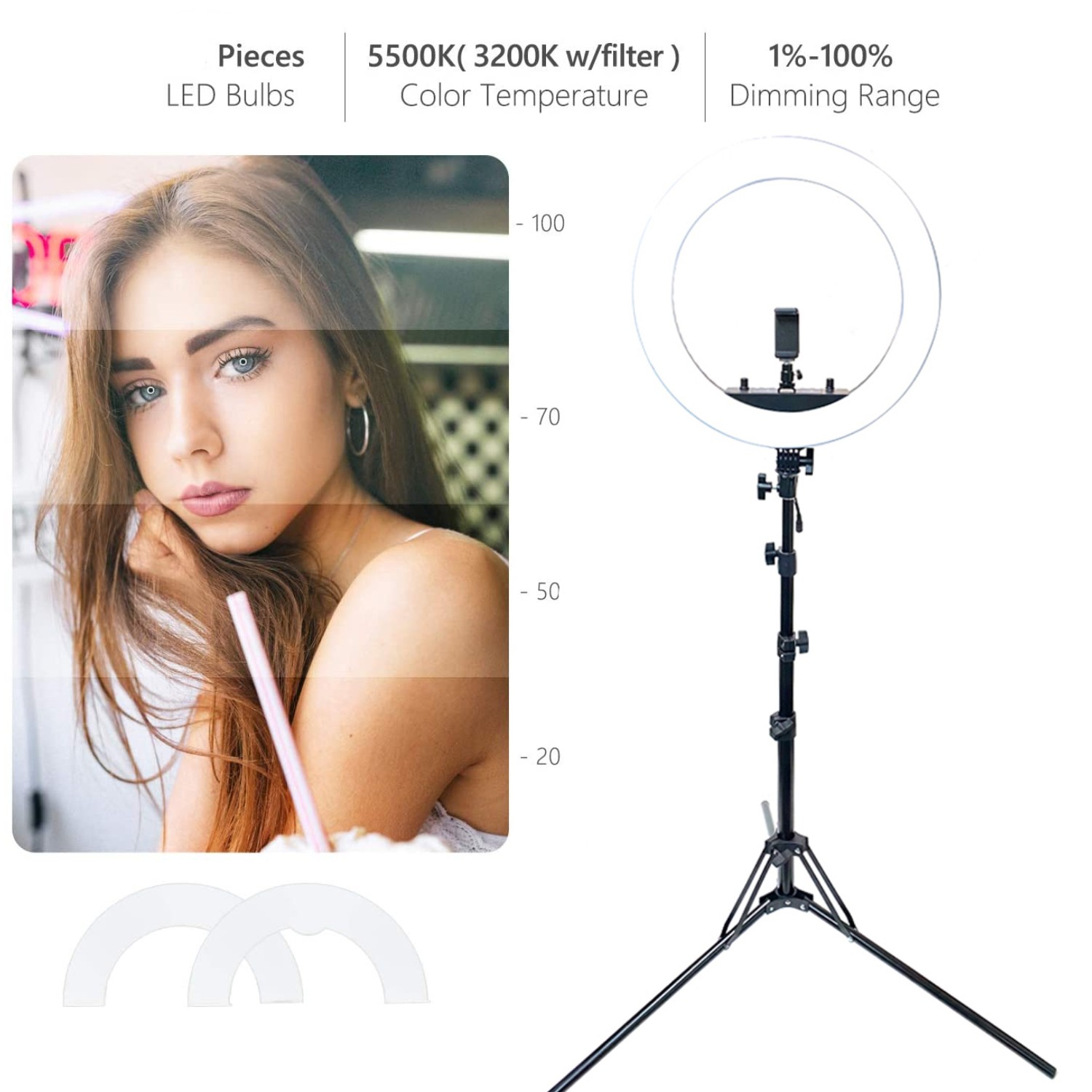 KODAK SR001 LED Selfie Ring Light con treppiede per tutti gli Smartphone  (Diametro 25cm, Luminosità e bilanciamento del colore regolabili, 1600  lumen, Perfetto per Instagram, Snapchat, Tik Tok, ecc.) : :  Elettronica