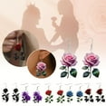 thumbnail image 3 of Romantic 2D Flat Rose Forest Flower Earrings Retro Art Earrings I4K9, 3 of 7