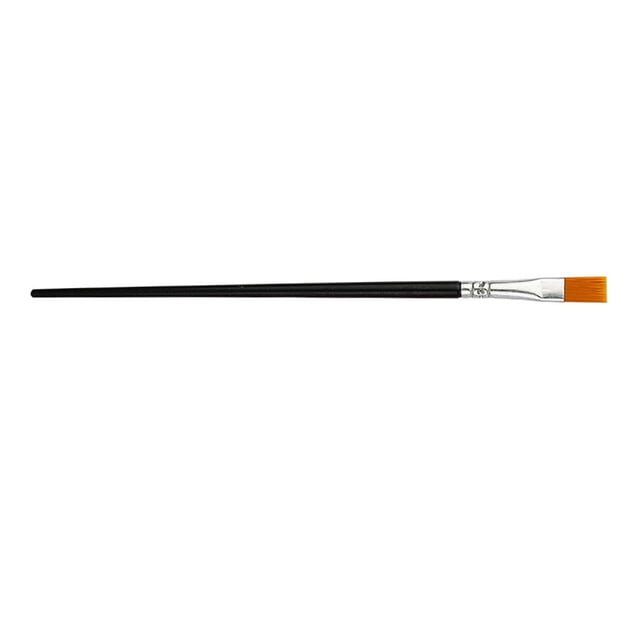 Pincel acrílico de punta plana con cerdas de nailon y mango alisador con virola de metal, pincel de artista para manualidades, color negro y punta plana.
