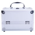 thumbnail image 4 of SALE CLEARANCE [US-W]SM-2176 Aluminum Makeup Train Case Jewelry Box Cosmetic Organizer with Mirror 9"x6"x6" Silver, 4 of 7