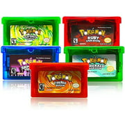 Pinkyee Pokemon Emerald Ruby Sapphire FireRed LeafGreen GBA Games, Pokemon Third-Party Card Compatible with GBM/GBA/SP/NDS/NDSL (5Pcs)