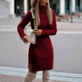 thumbnail image 4 of Suéter cálido de otoño e invierno largo ajustado de cuello alto para mujer de Europa y Estados Unidos, 4 of 6