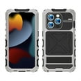 thumbnail image 2 of ELEHOLD Heavy Duty Case for iPhone 15 Plus,Rugged Military Grade Shockproof Case,with Screen Protector Built-in Hidden Foldable Kickstand Metal Back Cover Case for iPhone 15 Plus 6.7" - Silver, 2 of 10