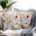 thumbnail image 2 of Throw Pillow Covers 24x24 Inch Set of 2, Floral Waterproof Outdoor Pillow Covers, Red Yellow Pink Blue Flower Purple Lavender Leaf Decorative Cushion Pillowcases for Couch, Sofa, Bed, Garden, Patio, 2 of 9