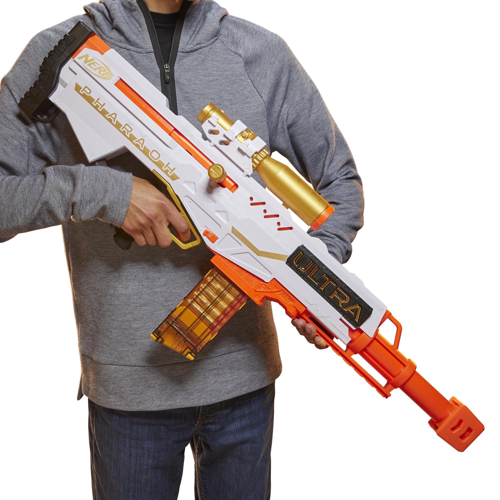 Material: Plastic NERF Ultra Pharaoh Blaster with Premium Gold Accents,  Child Age Group: 8 And Above