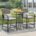 thumbnail image 5 of 3 Pieces Patio Bar Set with Wood Grain Bar Table - Outdoor Bar with Comfortable Cushion, Lumbar Pillow, 5 of 8
