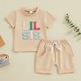 thumbnail image 3 of GYRATEDREAM Toddler Baby Boy Girl Matching Outfit Big Sister/Brother Little Sister/Brother Summer Short Sleeve Tops and Shorts Sets for 18-24M, 3 of 7