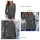 thumbnail image 5 of Camisa de manga larga, cuello en V con botones y cuello en V con botones en la parte superior de color puro Túnica informal holgada con cuello en V multifuncional, 5 of 6