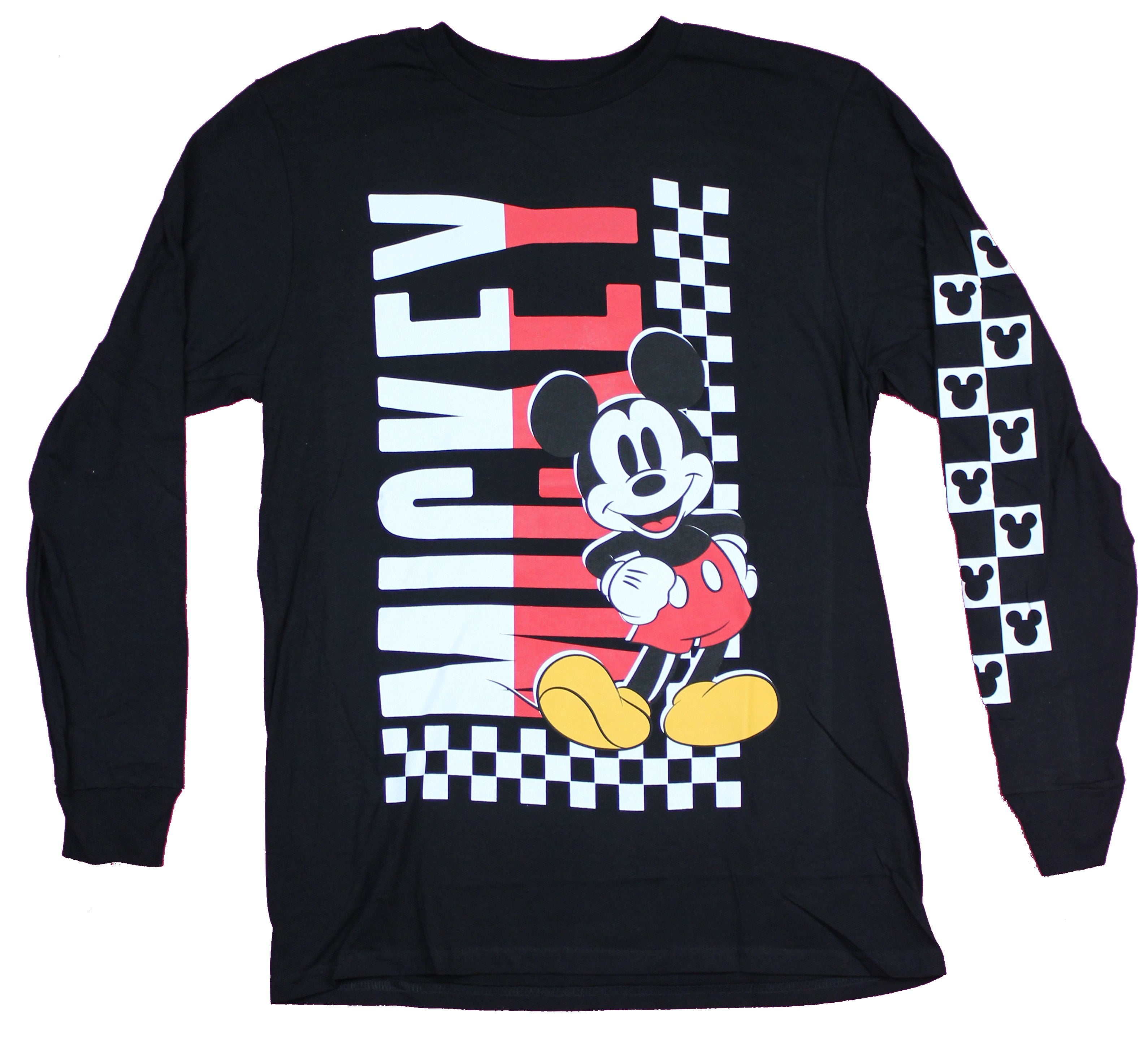 Mickey Mouse Long Sleeve Mens T-Shirt - Mickey Over Name & Checkers (Small) - Walmart.com