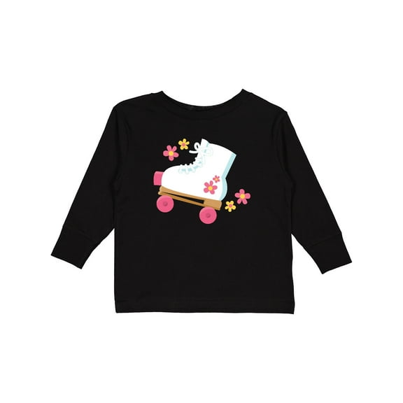 Inktastic Roller Skate Flowers Girls Long Sleeve Toddler T-Shirt