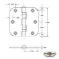 thumbnail image 2 of Satin Nickel Residential Ball Bearing Hinges - 3 1/2" x 3 1/2"  with 5/8" Radius Corner - 2 Pack, 2 of 3