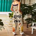 thumbnail image 4 of Halloween Jumpsuits for Women One Piece Sleeveless Floral Print Linen Rompers Pants with Pocket Baggy Overalls, 4 of 6