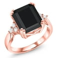 thumbnail image 2 of Gem Stone King 5.95 Ct Octagon Black Onyx 18K Rose Gold Plated Silver Ring, 2 of 5