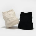 thumbnail image 4 of WTXUE Beanie Knit Hat Cat Ear Hat Cute Cat Knitted Hat Winter Knit Cable Hat for Women Girls Thick Fleece Lined Hat Soft Warm Hat Winter Hat Black One Size, 4 of 4