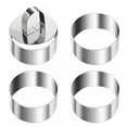 thumbnail image 2 of 4 Pcs Round Ring For Cooking Stainless 3 Inch Food With 1 Pusher For Cake Dessert Tartare Dessert With Pusher & Lifter Cooking Rings Tartare, 4 * Circle 1 * Push Board, 2 of 9