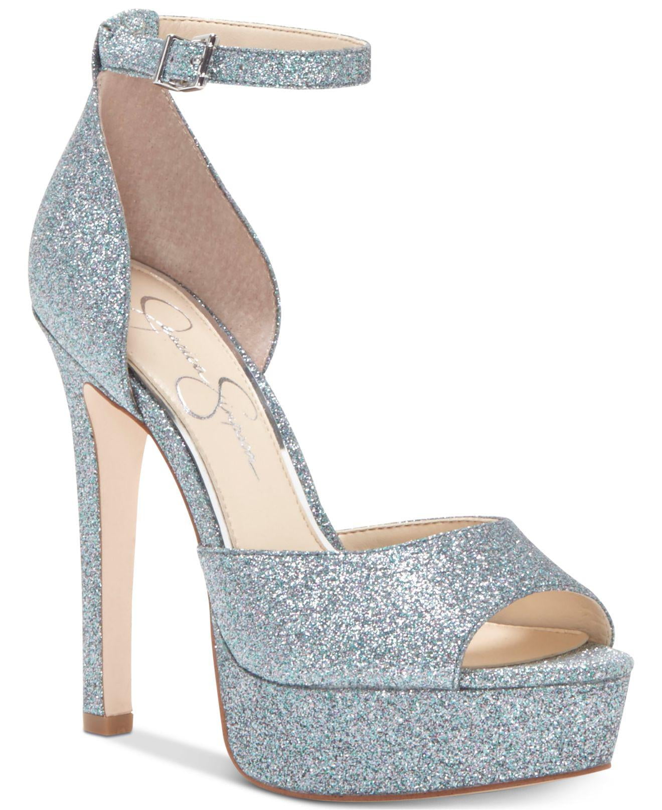 jessica simpson silver sparkly heels