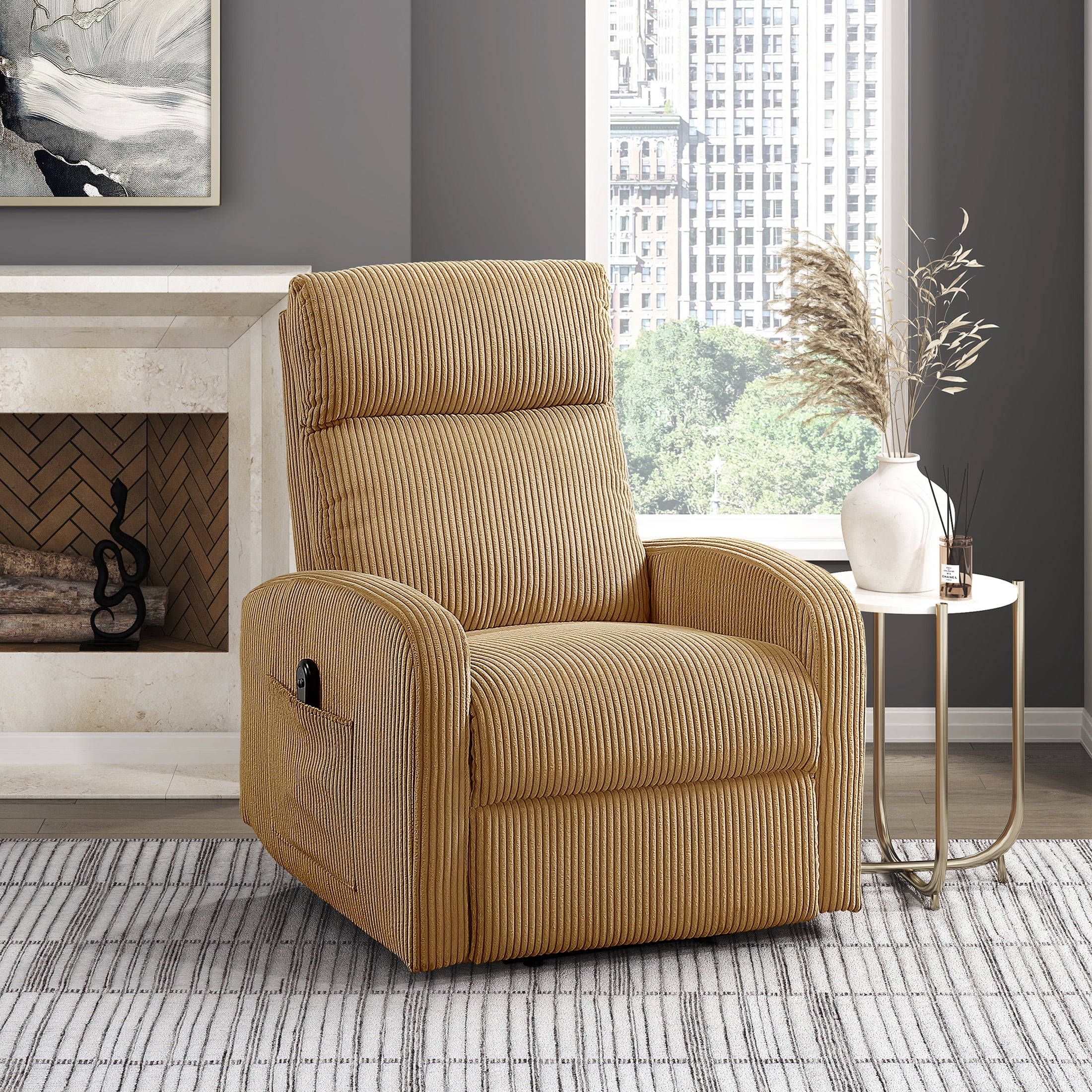 OakvillePark Niven Corduroy Power Lift Chair, Yellow