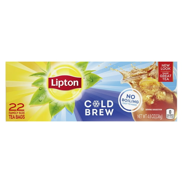 Lipton Family Size Cold Brew Iced Black Tea, Caffeinated, Tea Bags 22