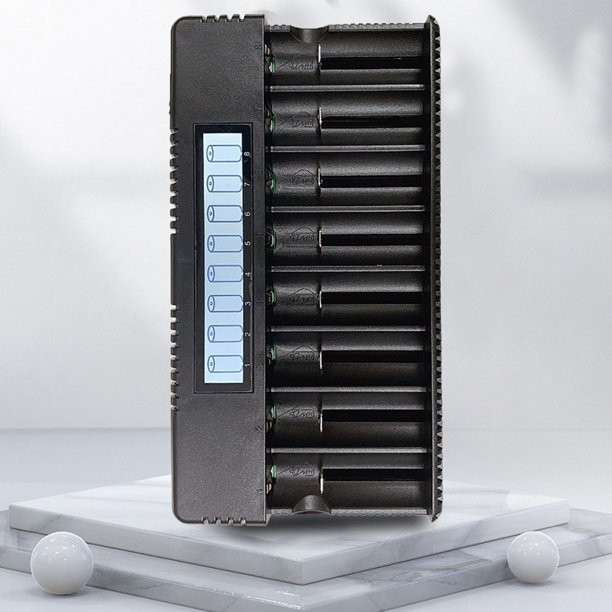 Cargador de batería 18650 de 8 bahías, cargador inteligente rápido para baterías 16340/26700/21700