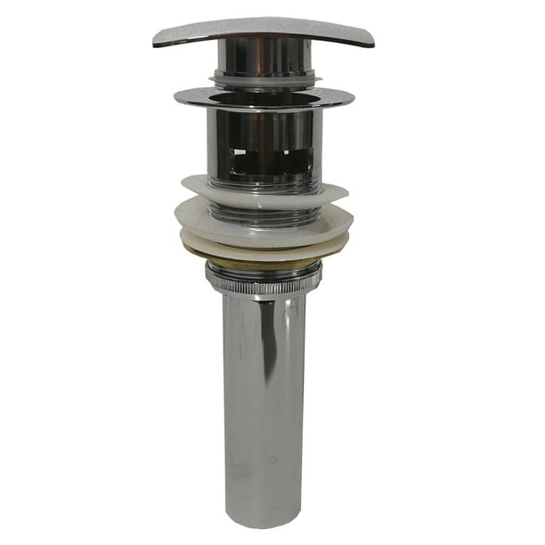 Cespol Para Lavabo De Push Desague Contra Alfa Cuadrado Cromado Acero Inoxidable Con Rebosadero