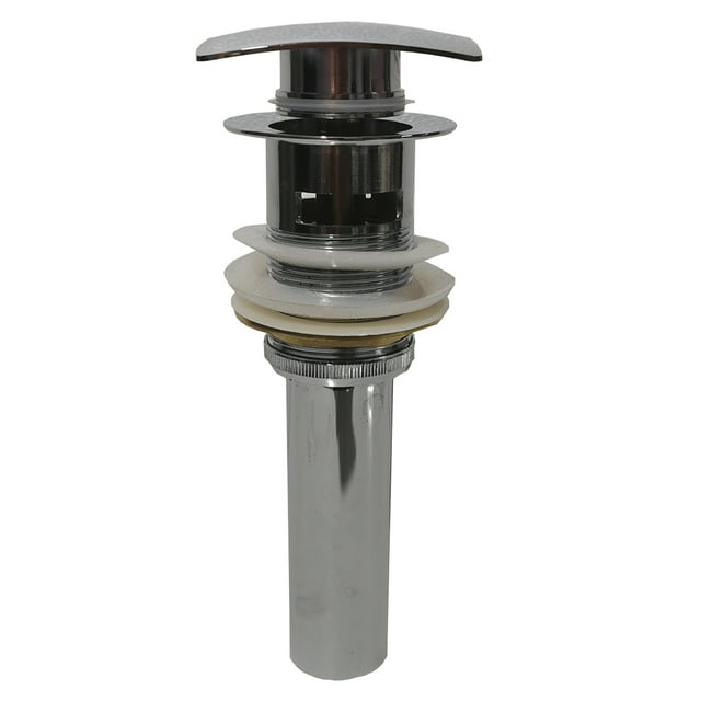 Cespol Para Lavabo De Push Desague Contra Alfa Cuadrado Cromado Acero Inoxidable Con Rebosadero