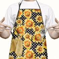 thumbnail image 2 of Black Polka Dot Sunflower Pattern Apron-Garden Aprons for Women with Pockets-Cotton Linen Waterproof Kitchen Cooking Gardening Aprons Adjustable for Kitchen,Cooking,BBQ and Salon 33x27 Inch, 2 of 7