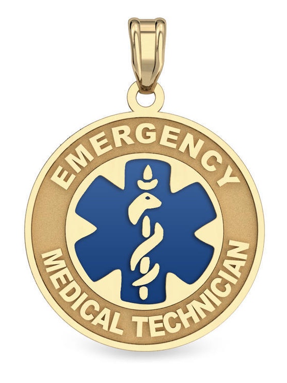 14K Yellow Gold Emergency Medical Technician Pendant 