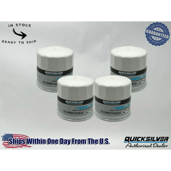 Quicksilver Genuine OEM Authentic Oil Filters 35-8M0162832 4 Pack