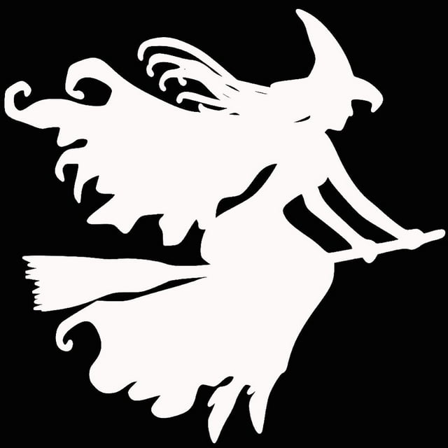 LEEYNEER Witch on Broomstick Halloween Car Vehicle Reflective Decals Sticker Decoration
