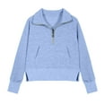 thumbnail image 5 of Babcutegg Sweatshirts for Girls with Pockets Thumb Hole Half Zipper Calsual Fashion Fall and Winter Clothes for Kids Light Blue Size 13, 5 of 6