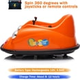 thumbnail image 6 of Historyli Powered Ride-Ons, 12V Bumper Car,Electric Toy Ride on Battery Car with Parent Remote Control,360 Degree Spin,2-Speed,Music & LED Lights,Orange, 6 of 7
