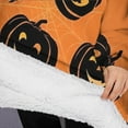 thumbnail image 3 of Oversized Wearable Blanket Hoodie,Halloween Black Pumpkins and Bats Sherpa Blanket Hoodie with Super Pockets,Super Warm Fuzzy Pullover for Women & Men, 3 of 6