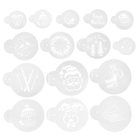 

15pcs Christmas Cookie Stencil Baking Templates Cake Decorating Stencil