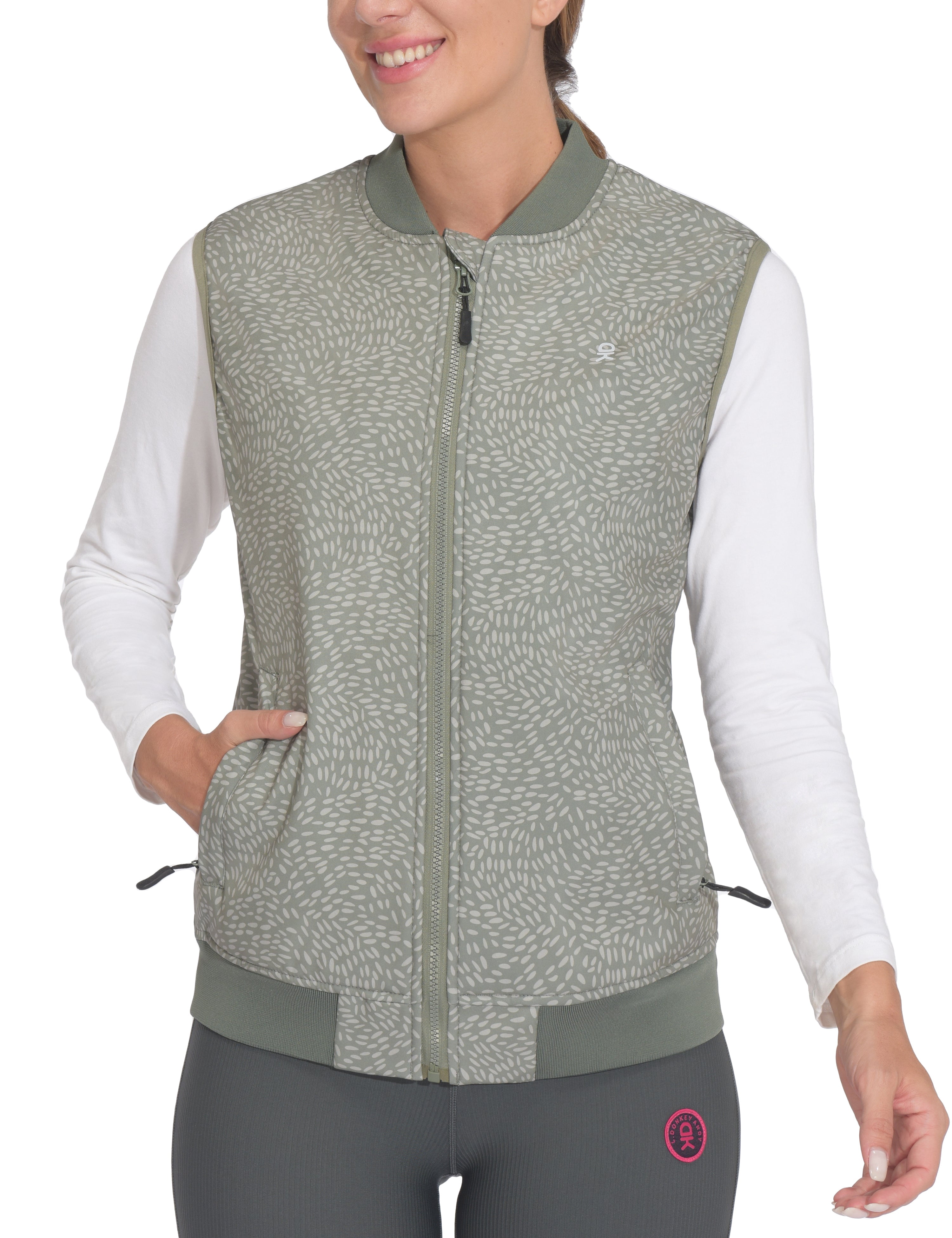 Little Donkey Andy Lightweight Fleece Lined Golf Hiking Vest for Women Waterproof Softshell Running Casual Sleeveless Jacket Khaki Rice L