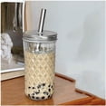 thumbnail image 6 of odorsTT 1 Piece (Set) Large-Capacity Heat-Resistant Transparent Glass Mason Jar (With Lid And Straw), Suitable for Boba Milk Tea, Coffee, Juice and Cold Drink, 6 of 6