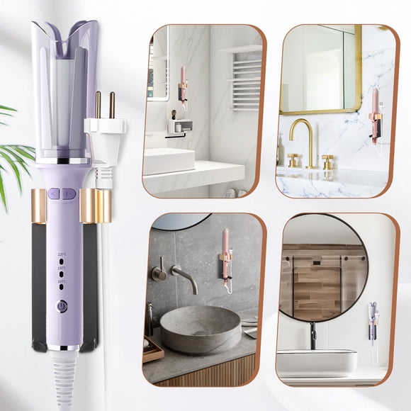 Billuyoard Soporte de pared para alisadores de pelo, resistente al óxido, rizado, almacenamiento, arañazos, ahorro de espacio Juegos de accesorios de baño