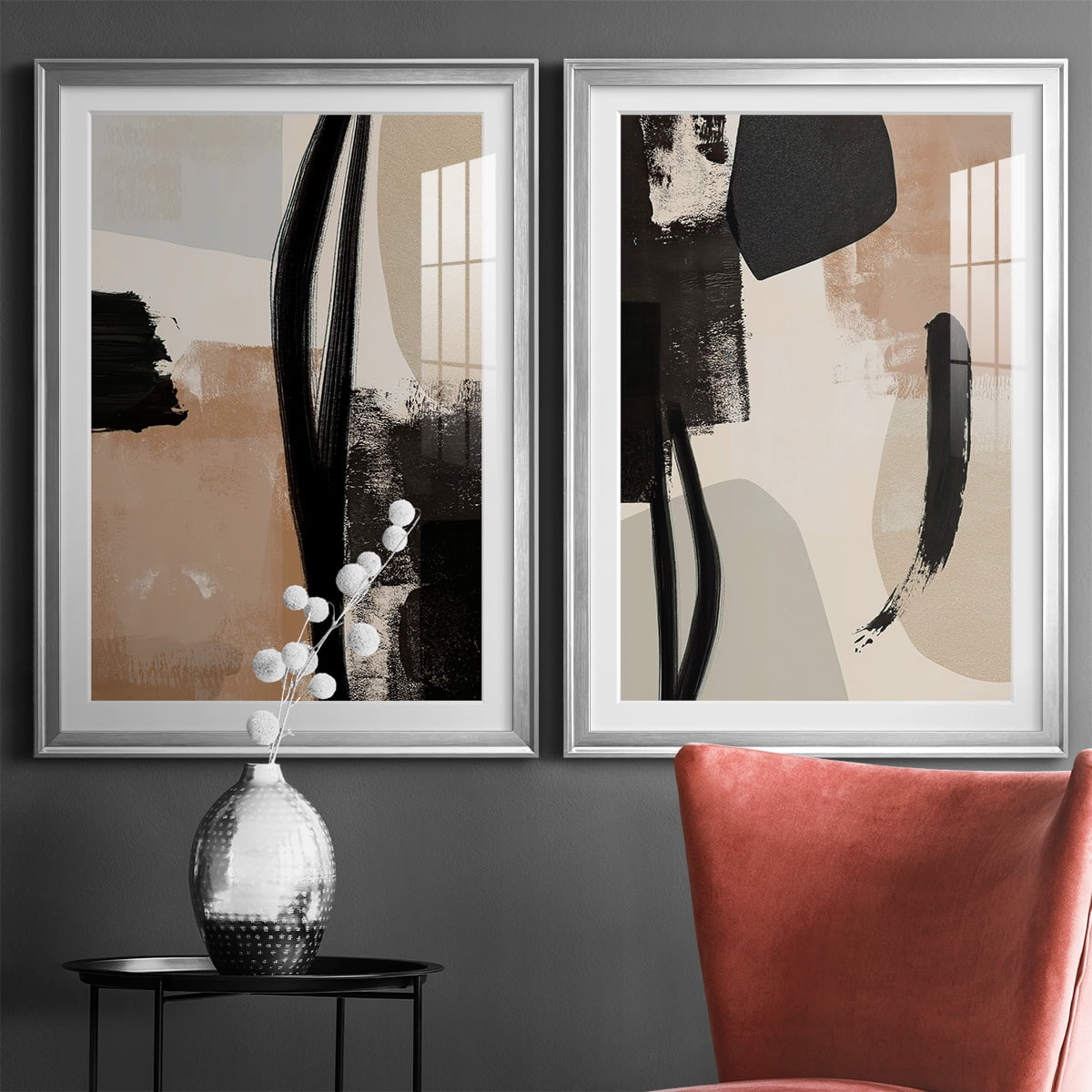 Wexford Home Selective Arrangement I Premium Framed Print, 30.5" x 42.5" - Ready to Hang, Silver (Set of 2)