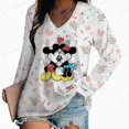 thumbnail image 1 of Spring Autumn Elegant Shirt Women Sexy Long Sleeve V Neck Disney Mickey Mouse Floral Print T Shirt Casual Loose PulloverXL Gao Jinjia LED, 1 of 2