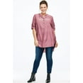thumbnail image 6 of Ellos Women's Plus Size Striped Henley Tunic Oversized Long Top Wear with Leggings, 6 of 6