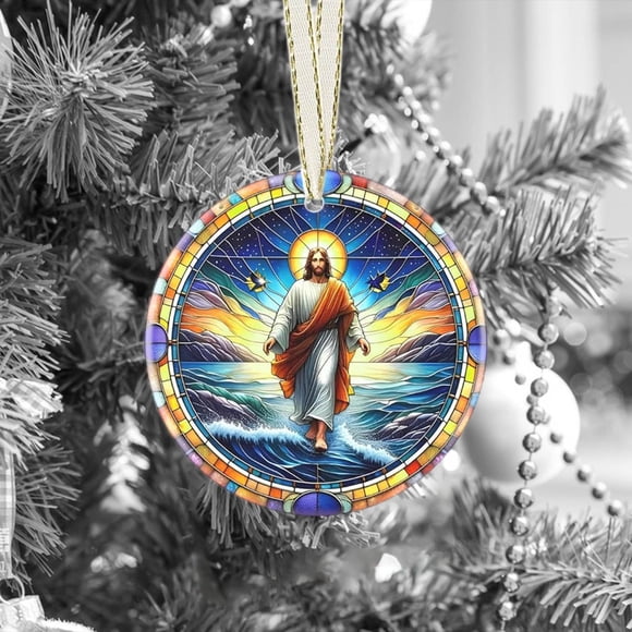 Colgante navideño transparente impreso | Adorno plano de la Natividad | Decoración navideña para el árbol | Recuerdo conmemorativo para la decoración del hogar