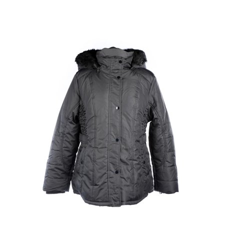 - International Details Zip Front Hoodie Fur Down Jacket